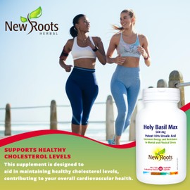 New Roots Herbal - Holy Basil Leaf Extract with Ursolic Acid 500mg, 60 Capsules - Healthy Supplement for Joint Support and Cholesterol Management - Organic Tulsi Capsules for Overall Wellness