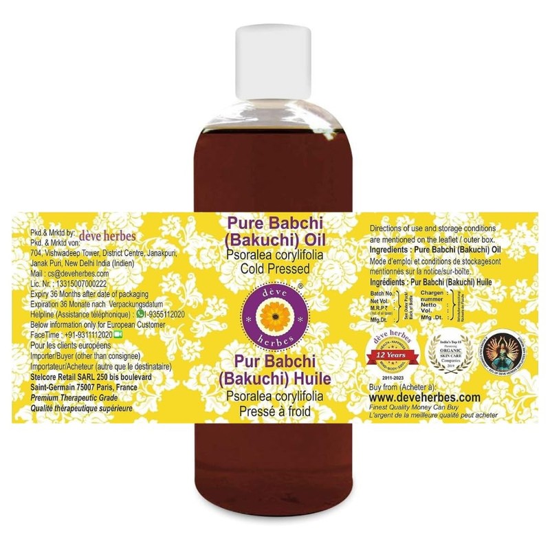 Deve Herbes Pure Babchi Oil (Psoralea corylifolia) Cold Pressed 200ml