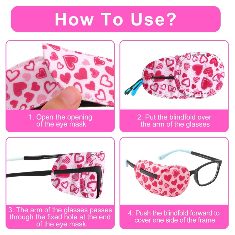 HotoPink 10 Pcs Eye Patches for Kids Glasses, Reusable Cartoon