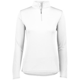 Augusta Sportswear Ladies Attain Wicking 1/4 Zip Pullover - Women's Running Long Sleeve Jacket with Sun Protection, White, 3X-Large