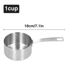 Stainless Steel Measuring Cup Square Handle Measuring Spoon With Scale Multifunctional Measuring Cup High-End Durable Portable Kitchen Measuring Tool(1 cup)