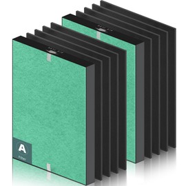 PETOX 115115 Toxin Absorber Replacement Filter A for Winix PlasmaWave Air Purifier C535 5300 5300-2 6300 6300-2 P300 AM90 C909 9800, 2 x Size 21 Filter + 8 x Carbon Pre-Filters, Green