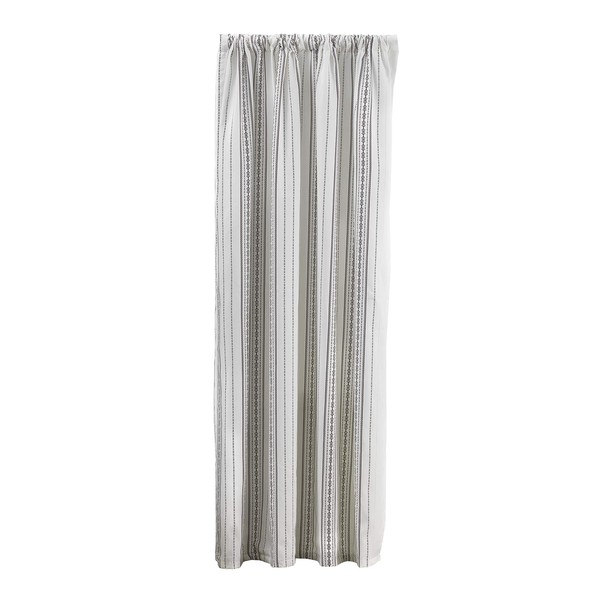Levtex Baby - Geometric Stripe Drape Panel - Window Panel with Rod Pocket - One Curtain Panel 84 inch Length - Charcoal and White - 100% Cotton - Poly Liner