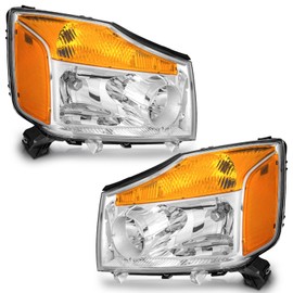 WEELMOTO Headlights for 2004-2015 Nissan Titan / 2004 Pathfinder Armada, Headlight Assembly Compatible with 2005-2007 Armada Headlamp Replacement