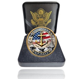 Navy 250th Anniversary Coin – USMC 250th Commemorative Double-Sided Marine Corps Challenge Coin with Metal Gift Box – Navy Challenge Coin for Veterans, Marines, Patriots – 1.57" Display