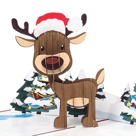 PaperCrush® pop-up card Christmas reindeer – fun 3D Christmas card for children, girlfriend or boyfriend – handmade Christmas greeting card incl. Turn-up cuff.
