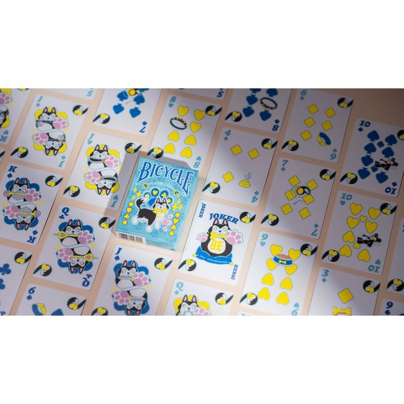 Bicycle Dog Cute Kawaii Anime Pet Playing Cards, Blue, 1