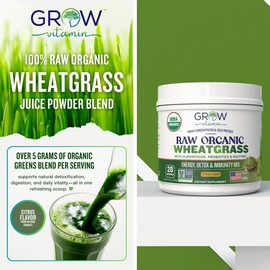 Grow Vitamin Dr. Berg Raw Organic Wheatgrass Juice Powder Lemon Flavor w/ Stevia