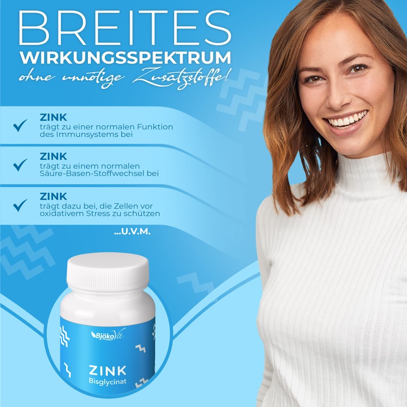 Zinc Tablets (Capsules) by BjökoVit | 25 mg Bisglycinate High