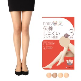 Fukusuke 190-1873 Women's Stockings, Solid Color Pantyhose, SCY Zoki, 3 Pairs Set, Fukusuke, nude beige