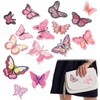 WILLBOND 15 Pcs Butterfly Iron on Patches Pink Embroidered Butterfly