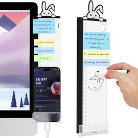 Office Desk Accessories 2pcs Multifunction Computer Monitor Memo Board - Office Supplies for Women Men Computer Sticky Note Holder Home Decor (Rabbit Monitor Memo Board with Clip)