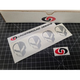 C8 Mini Skull Decals (2-Pack) Jake Skull Racing Sticker 6.2L V8 Stingray Corvette Z06 5.5L 1LT 2LT 3LT LT2 LT6 Select Color: (Metallic Silver, 4)