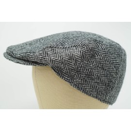 Borges & Scott Nevis Flat Cap - 100% Handwoven Wool – Harris Tweed – Water Resistant - Charcoal Herringbone - 54cm