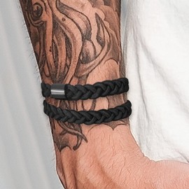 HAVHAF Men's Braided Hair Bobbles for Men 5 Pieces - for Bun Curly Thick Thick Hair Hair Accessories Hair Band Elastic Hair Scrunchie for Men | No Damage Wrinkle Breakage Black