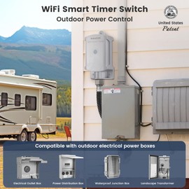 SURAIELEC 35 AMP Wi-Fi Smart Timer Switch for Outdoor Electrical Boxes, 120V WiFi Pool Timer, Power Distribution Waterproof Junction Box, RV Outlet, Pool Light, Security System, Holiday Decorations