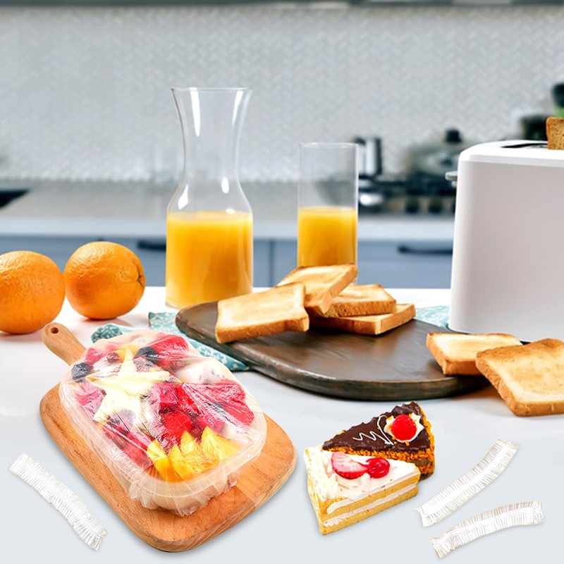 Elastic Covers, Pack of 200 Plastic Reusable Cling Film, Sealing