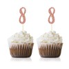 Rose Gold 8th Birthday Cupcake Topper, 24-Pack Number 8 Glitter