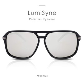 LumiSyne Men's Polarised Driving Sunglasses Ultra Light Double Bridge Square Sunglasses UV 400 Protection Sports Outdoor Glasses Gift Box, Silver mirrored