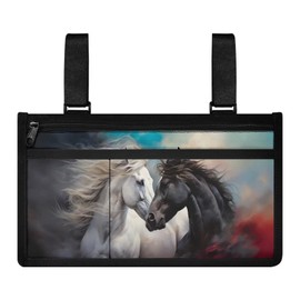 Yzaoxia Horse Wheelchair Armrest Accessories for Adult Power Wheel Chair Storage Bag Hang on Sides Multipurpose Hanging Bedside Caddy Lightweight Roomy Zipper Pocket for Home