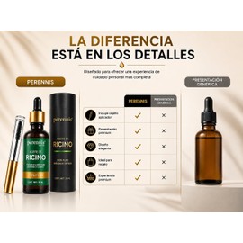 PERENNIS Aceite de Ricino Orgánico 100% Puro Prensado en Frío, Castor Oil para Crecimiento de Cabello, Pestañas y Cejas, Hidratación de Piel y Uñas, 30 ml