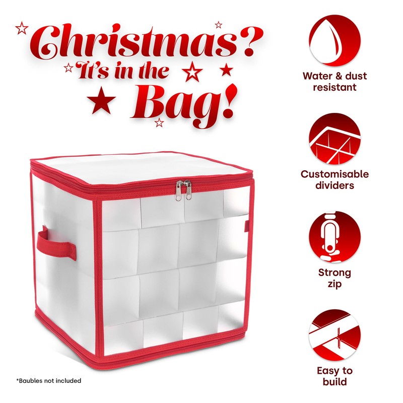 Christmas Village Bauble and Decoration Storage Cube with Padded Dividers