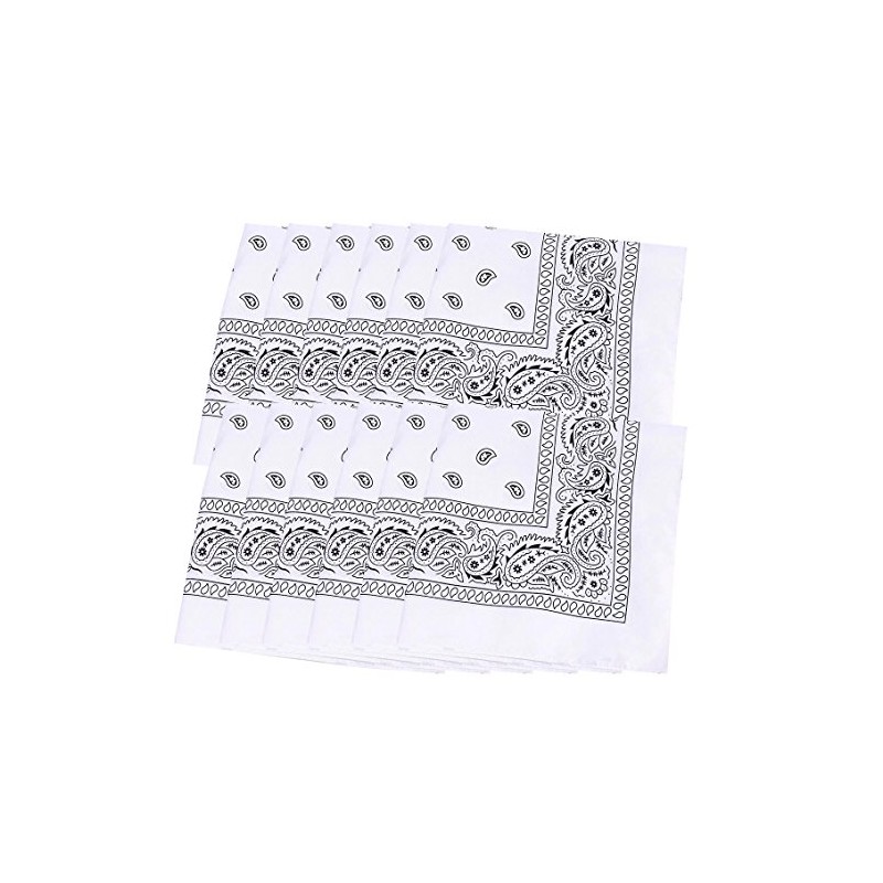Pack of 12 Paisley Bandanas Square Unisex Headwear Neckerchief Doule