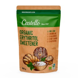 Castello since 1907 Erythritol Sweetener Organic Bio Eco | 10g = 7g of sugar | Sugar Substitute - Keto and Paleo Friendly - 0 Glycemic - 0 Calories - 0 Net Carbs - Made by corn 100% Non-GMO - 850 g