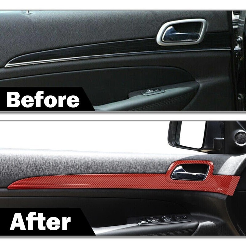 DOTCOM 4Pcs Inner Door Handle Trim Cover Strip Gloss Red
