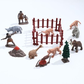 ONEST 22 Pieces Prehistoric Animal and Primitive Figurines Model Toy Ancient Smilodon Mammoth Human Figures Collection Playset Educational Toy Christmas Birthday Gift
