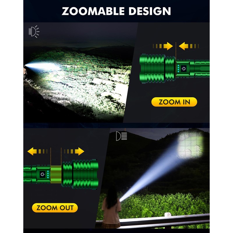 Super Bright Flashlight 5000.000 High Lumens, LED Rechargeable Flashlights Powered