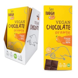 SUPER FUDGIO BIO Vegane Orangenschokolade | Organic und Glutenfrei | über Kokosnussmilch | 10 x 80g