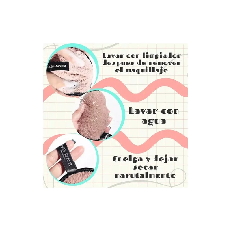 Esponja Limpieza Facial Almohadilla Desmaquillante Doble F
