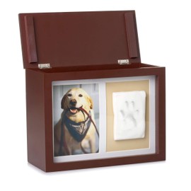 Pearhead Pet Photo Memory Box and Impression Kit for Dog or Cat Paw Print, Clay Paw Print Urn, Espresso, 1 Count (Pack of 1)