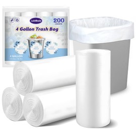 LainNeala Small Trash Bags 4 Gallon, 200 Count Small Garbage Bags Bathroom Trash Bags White Trash Bags Trash Can Liners Mini Trash Bags Trash Bags Unscented Small Garbage Bags for Bathroom Can