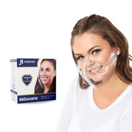 JH HOKINS - Cubrebocas de Plástico Acrílico, 1 Pieza, Lavable y Reutilizable, Anti-Empañante (Transparente)