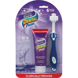 Dental Fresh Enzymatic Gel Dog Tooth Brushing Kit, Includes Triflex Toothbrush – Dog Toothbrush and Toothpaste for Dog Teeth Cleaning