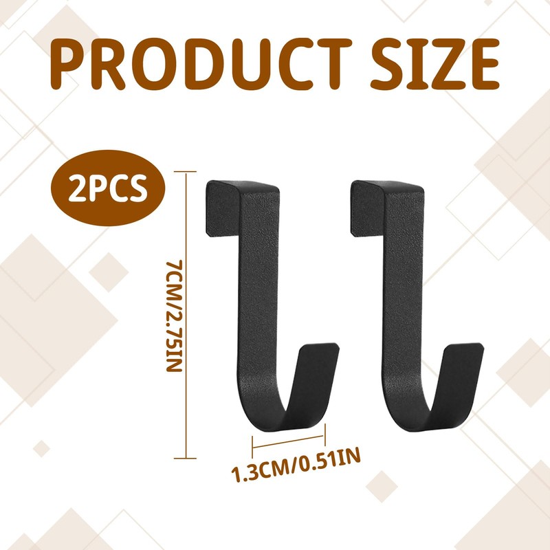 Eophmi Over Door Hook Black,2 PCS Black Over Door Hooks