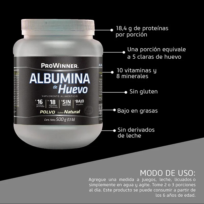 Suplemento Albumina Huevo 500 Prowinner Natural