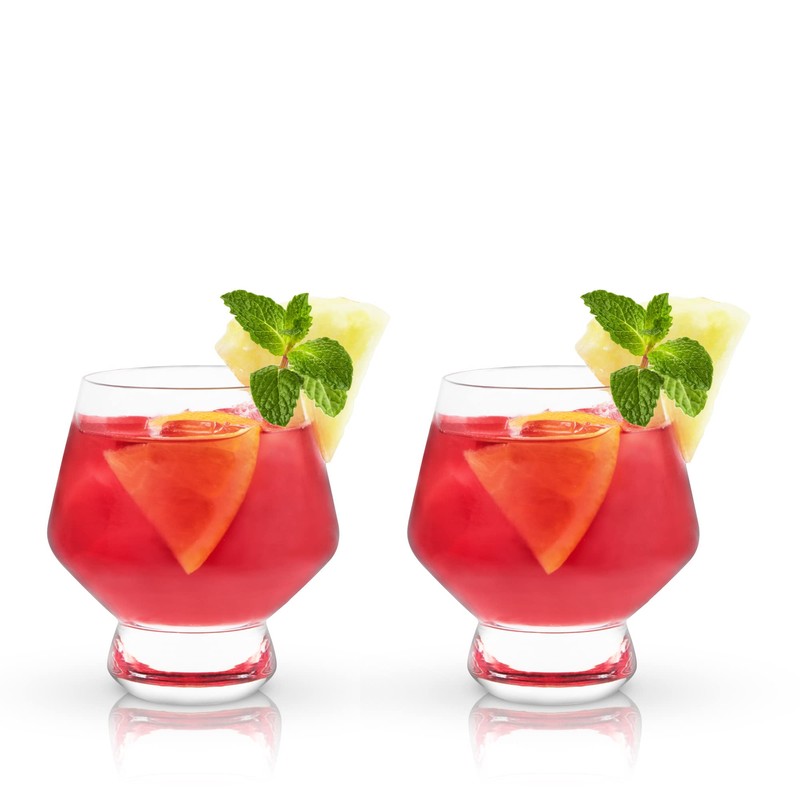 Viski 6448 Raye: Footed Punch Cups, Glass (Lead-Free Crystal), 8