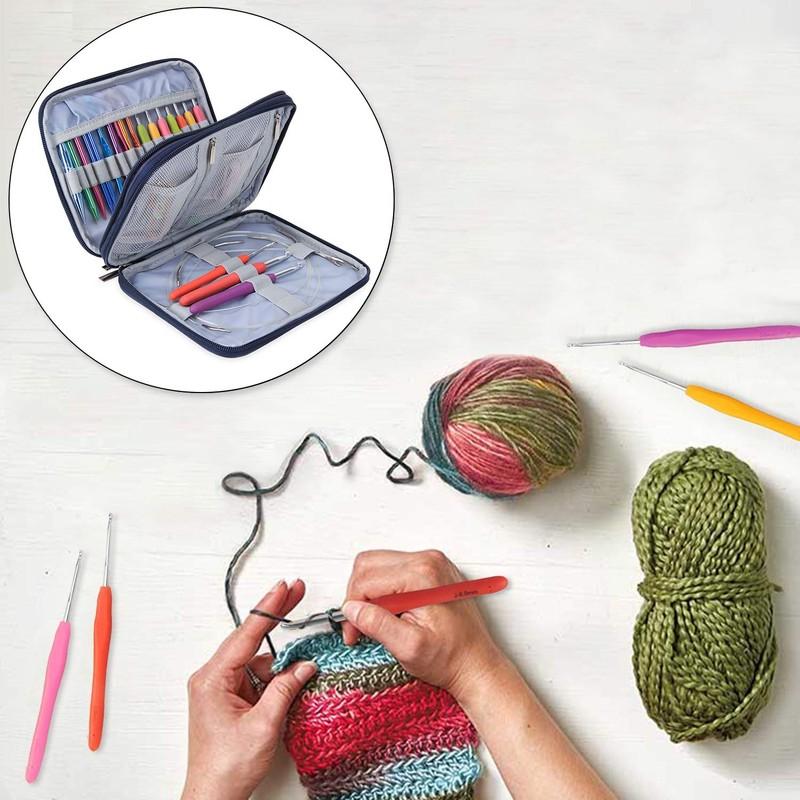 Teamoy Crochet Hook Bag Sewing Kit Bag for Interchangeable Circular