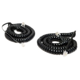 iMBAPrice (Pack of 2) Black Coiled Telephone Phone Handset Cable Cord, Coiled Length 3 to 12 feet Uncoiled (Value Pack)