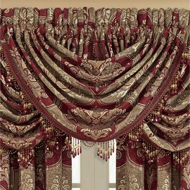 J Queen New York, Inc. Maribella Waterfall Valance Ruby 49 x 33