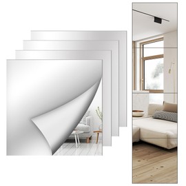 Shiftshade Mirror Wall Full Length,12X12 Inch Unbreakable Mirror Tiles for Bedroom Home Gym Door, Acrylic Squares Mirror Full Body Shatterproof Mirror Stickers for Walls,Mirror Sheets (4pcs)