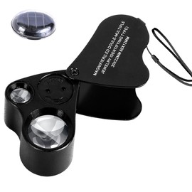 TITKBOW Jewelers Magnifier with Lighting, 30x60x Dual Lenses, Pocket Microscope, Portable Mini Microscope, LED Lenses, Magnifying Lenses, Black