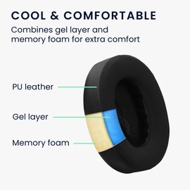 kwmobile Replacement Ear Pads Compatible with Bose QC Ultra/QuietComfort Ultra (Set of 2) - Cooling Gel Earpads - Black