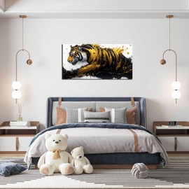 JKWALL77 Tiger Wall Canvas Art for Living Room - Animal Pictures for Office Wall Decor - Boys Bedroom Wall Decor Size 20" x 40"