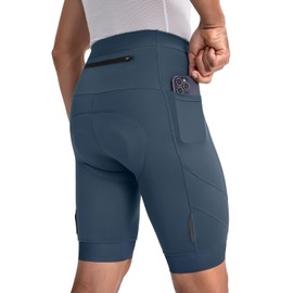 BERGRISAR Men's 4D Padded Bike Shorts Cycling Shorts with Zipper Pocket Biking Bicycle Shorts Blue-Grey Medium