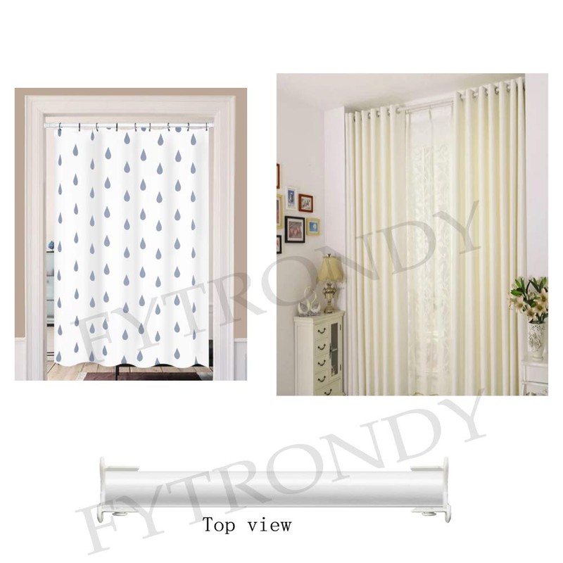 FYTRONDY White Edition Stainless Steel Closet Rod Bracket, U-Shaped Open