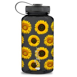 Cuptify Sunflowers Galore on 34 oz Black Gloss Wide Mouth Water Bottle Birthday Gift for Women, Her, Sister, Best Friend